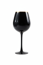 Load image into Gallery viewer, Bibi Black Wine Glass - Gold Rim