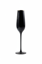 Load image into Gallery viewer, Bibi Black Champagne Flute - Gold Rim
