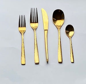 Fiona Hammered gold flatware