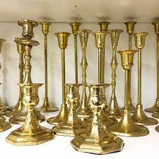 3 in 1 Antique gold taper candleholders
